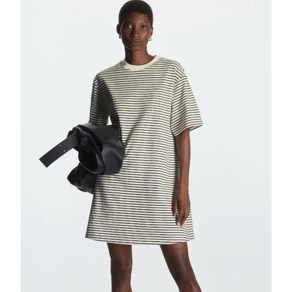 COS Black and White Striped Mini Dress